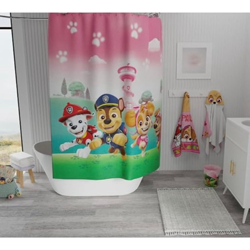New Paw Patrol Kids Shower Curtain 72x72, Chase Marshall Skye